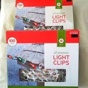 Holiday Christmas All Purpose Indoor/Outdoor Light Clips White 100 per box -New